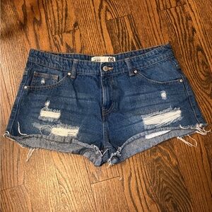 Refuge Denim Distressed High-Rise Women’s Shorts - Blue